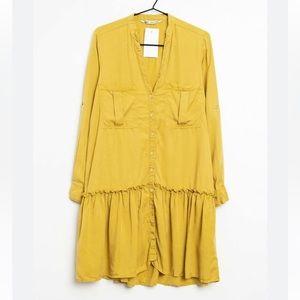 ZARA LONG SLEEVE SHIRT DRESS WITH POCKETS